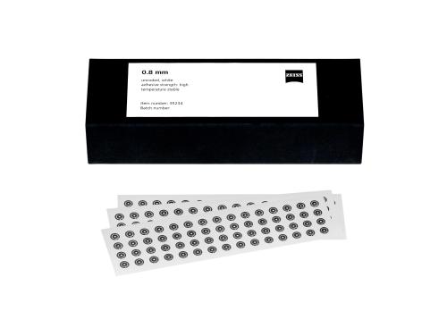 Point markers 0.8 mm, white, non-coded, medium adhesive strength, temperature resistant, 3000 piece product photo Front View L