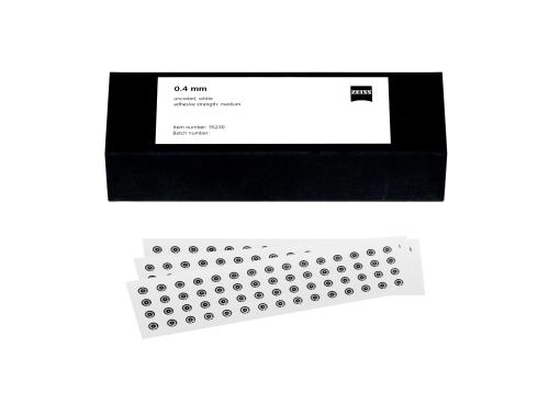 Point markers 0.4 mm, white, non-coded, medium adhesive strength, 3000 pcs product photo Front View L